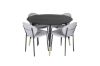 Imagine Masa de dining Dipp - 115cm - Negru / Alama neagra + Scaun de dining Vault - Picioare negre - Material gri _4