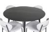 Imagine Masa de dining Dipp - 115cm - Negru / Alama neagra + Scaun de dining Vault - Picioare negre - Material gri _4