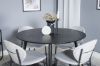 Imagine Masa de dining Dipp - 115cm - Negru / Alama neagra + Scaun de dining Vault - Picioare negre - Material gri _4