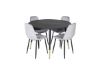 Imagine Masa de dining Dipp - 115cm - Negru / Brățări Negre + Scaun de dining Polar Diamond - Picioare Negre - Catifea Gri_4