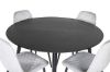 Imagine Masa de dining Dipp - 115cm - Negru / Brățări Negre + Scaun de dining Polar Diamond - Picioare Negre - Catifea Gri_4