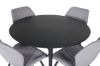 Imagine Masa de dining Dipp - 115cm - negru / alama neagra + Scaun de dining Gemma - Picioare negre - Material gri