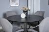 Imagine Masa de dining Dipp - 115cm - negru / alama neagra + Scaun de dining Gemma - Picioare negre - Material gri