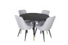 Imagine Masa de dining Dipp - 115cm - Negru / Negru Brass + Scaun de dining Velvet Deluxe - Picioare negre - Material gri deschis