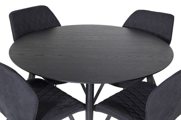 Imagine Please fully translate Dipp Dining Table - 115cm - Black Veneer / All black legs +Gemma Dining Chair - Black Legs - Black Fabric_4