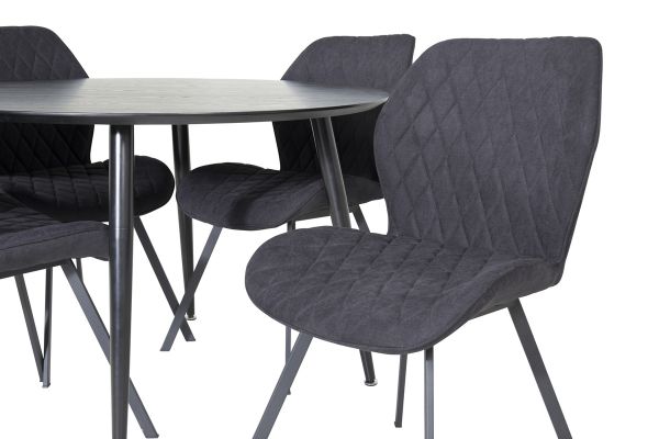 Imagine Please fully translate Dipp Dining Table - 115cm - Black Veneer / All black legs +Gemma Dining Chair - Black Legs - Black Fabric_4