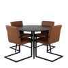 Imagine Masa de dining Dipp - 115cm - furnir negru / picioare complet negre + Scaun de dining Art - Maro / Negru_4