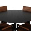 Imagine Masa de dining Dipp - 115cm - furnir negru / picioare complet negre + Scaun de dining Art - Maro / Negru_4