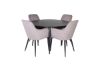 Imagine Masa de dining Dipp - 115cm - Furnir negru / Toate picioarele negre + Scaun de dining Comfort - Picioare negre / Catifea roz prafuit _4