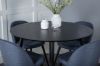 Imagine Masa de dining Dipp - 115cm - Furnir negru / Picioare negre + Scaun de dining din catifea - Picioare negre - Material albastru_4