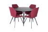 Imagine Masa de Dining Dipp - 115cm - Furnir negru / Toate picioarele negre + Scaun de Dining Gemma - Picioare negre - Material rosu_4