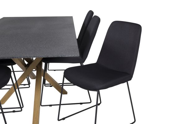 Imagine Piazza - Dining table - 180*90 - Spraystone/Oak +Muce  Dining Chair - Black Legs - Black Fabric _6