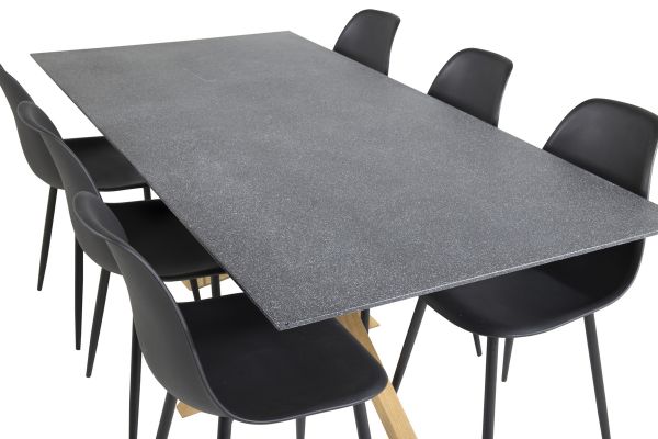 Imagine Tabel de dining Piazza - 180*90 - Spraystone/Stejar + Scaun de dining Polar - Picioare Negre/Plastic Negru _6