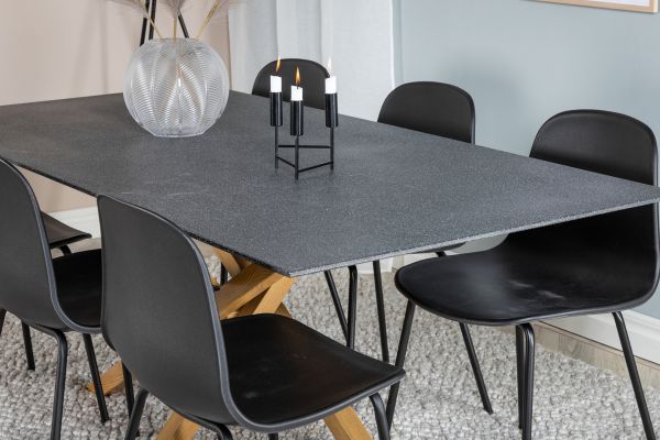 Imagine Masa de dining Piazza - 180*90 - Spraystone/Stejar + Scaun de dining Arctic - Picioare Negre - Plastic Negru_6