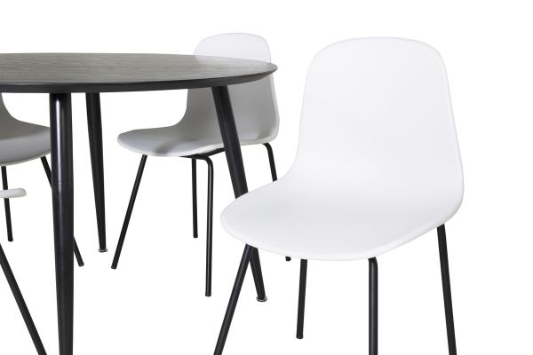 Imagine Masa de dining Dipp - 115cm - Furnir negru / Toate picioarele negre + Scaun de dining Arctic - Picioare negre - Plastic alb_4