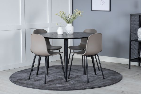 Imagine Vă rugăm să traduceți complet Tabelul de dining Dipp - 115cm - Furnir negru / Toate picioarele negre + Scaun de dining Arctic - Picioare negre - Plastic kaki_4