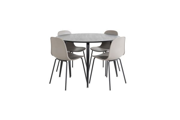 Imagine Vă rugăm să traduceți complet Tabelul de dining Dipp - 115cm - Furnir negru / Toate picioarele negre + Scaun de dining Arctic - Picioare negre - Plastic kaki_4