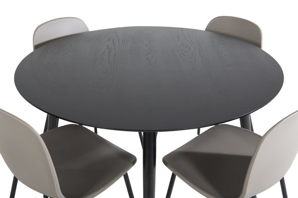 Imagine Vă rugăm să traduceți complet Tabelul de dining Dipp - 115cm - Furnir negru / Toate picioarele negre + Scaun de dining Arctic - Picioare negre - Plastic kaki_4