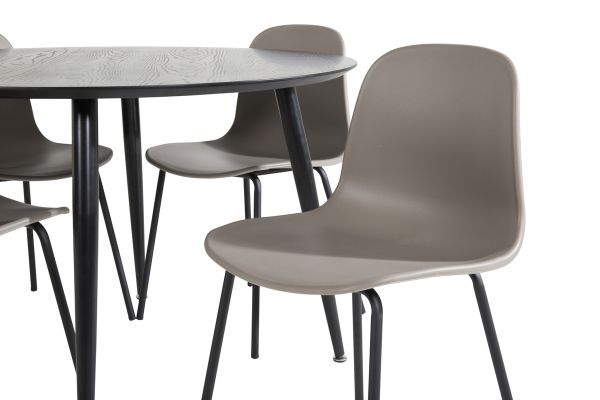 Imagine Vă rugăm să traduceți complet Tabelul de dining Dipp - 115cm - Furnir negru / Toate picioarele negre + Scaun de dining Arctic - Picioare negre - Plastic kaki_4