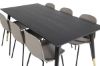 Imagine Masa de dining Dipp - 180*90cm - Negru / Alama neagra + Scaun de dining Arctic - Picioare negre - Plastic kaki_6