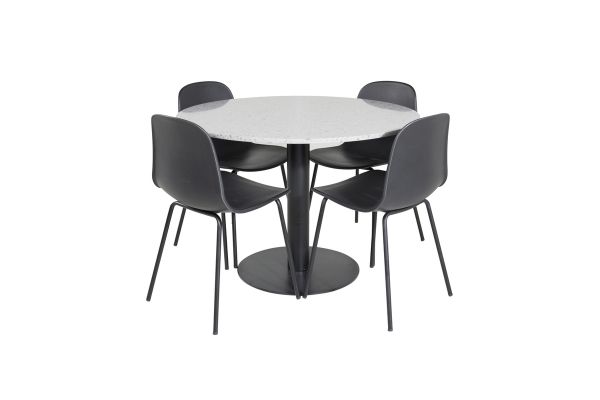 Imagine Razzia Dining Table ø106cm - Gri / Negru + Scaun de masă Arctic - Picioare negre - Plastic negru_4