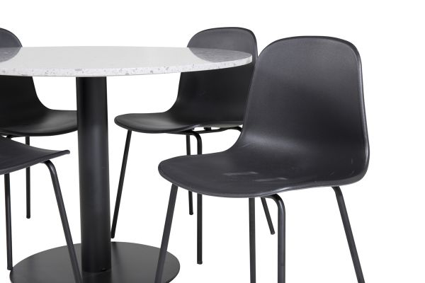 Imagine Razzia Dining Table ø106cm - Gri / Negru + Scaun de masă Arctic - Picioare negre - Plastic negru_4