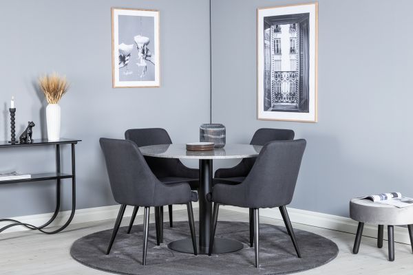 Imagine Vă rugăm să traduceți complet Tabelul de dining Razzia ø106cm - Gri/Negru + Scaunul de dining Plaza - Picioare Negre - Material Negru_4