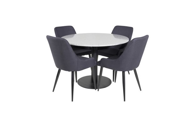 Imagine Vă rugăm să traduceți complet Tabelul de dining Razzia ø106cm - Gri/Negru + Scaunul de dining Plaza - Picioare Negre - Material Negru_4