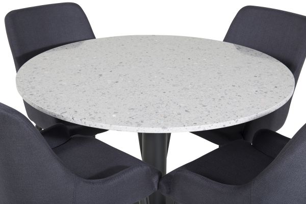 Imagine Vă rugăm să traduceți complet Tabelul de dining Razzia ø106cm - Gri/Negru + Scaunul de dining Plaza - Picioare Negre - Material Negru_4