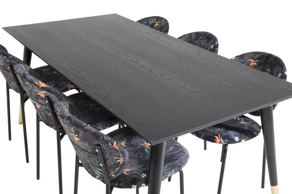 Imagine Vă rugăm să traduceți complet:
Masa de dining Dipp - 180*90cm - Negru / Nichel Negru + Scaun de dining Vault - Picioare Negre - Țesătură cu imprimeu floral negru_6