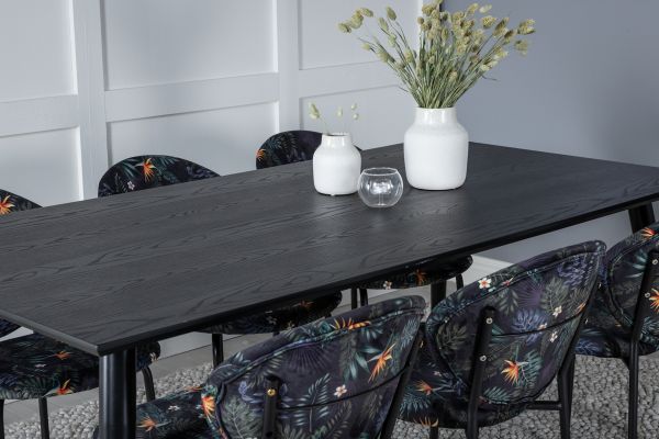 Imagine Vă rugăm să traduceți complet:
Masa de dining Dipp - 180*90cm - Negru / Nichel Negru + Scaun de dining Vault - Picioare Negre - Țesătură cu imprimeu floral negru_6