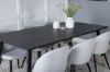 Imagine Masa de dining Dipp - 180*90cm - Negru / Brass Negru+ Scaun de dining din Catifea - Picioare negre - Material gri deschis_6