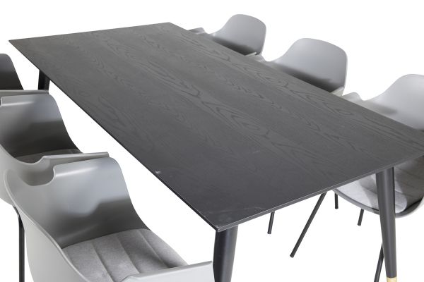 Imagine Masa de dining Dipp - 180*90cm - Negru / Brass Negru+Scaun de dining Comfort - Picioare Negre - Plastic Grip Gri_6