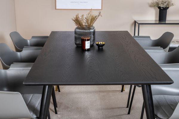 Imagine Masa de dining Dipp - 180*90cm - Negru / Brass Negru+Scaun de dining Comfort - Picioare Negre - Plastic Grip Gri_6