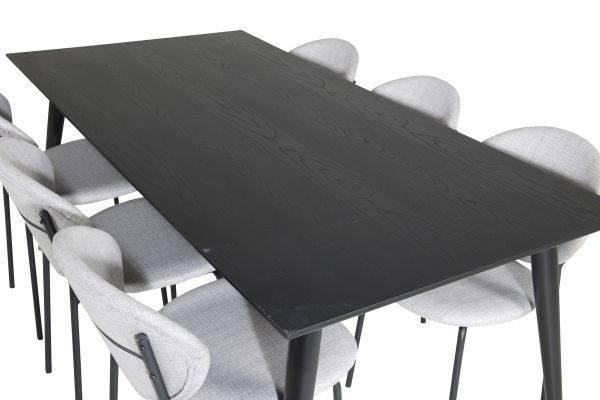 Imagine Masa de dining Dipp - 180*90cm - Negru / Cupru Negru+Scaun de dining Vault - Picioare Negre - Material Gri_6