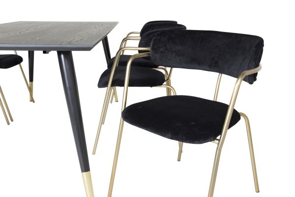 Imagine Dipp Dining Table - 180*90cm - Black / Black Brass+Arrow armchair - Brass Legs - Black Velvet_6