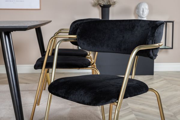 Imagine Dipp Dining Table - 180*90cm - Black / Black Brass+Arrow armchair - Brass Legs - Black Velvet_6