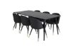 Imagine Masa de Dining Dipp - 180*90cm - Furnir negru / picioare complet negre + Scaun de Dining Velvet cu cusături - PU - Negru / Negru_6