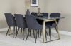 Imagine Masa de dining Estelle 200*90*H76 - Gri / Alama+Aure - Scaun de dining Plaza - Picioare negre - Material negru_6