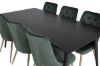 Imagine Vă rugăm să traduceți complet Dipp Dining Table - 180 * 90 cm - Black Veneer / toate picioarele negre + Velvet Deluxe Dining Chair - Green / Brass_6