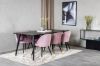 Imagine Masa de dining Dipp - 180*90cm - Furnir negru / picioare complet negre + Scaun de dining din catifea Brass - Roz / Negru_6