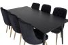 Imagine Masa de dining Dipp - 180*90cm - Furnir negru / picioare complet negre + Scaun de dining Velvet Deluxe - Negru / Brass_6