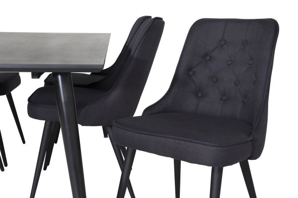 Imagine Masa de dining Dipp - 180*90cm - furnir negru / picioare complet negre +Scaun de dining Velvet Deluxe - Picioare negre - Material negru_6