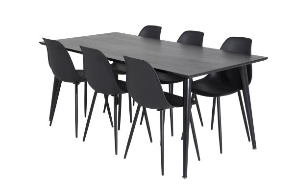 Imagine Masa de dining Dipp - 180*90cm - Furnir negru / picioare complet negre + Scaun de dining din plastic Polar - Picioare negre / Plastic negru_6