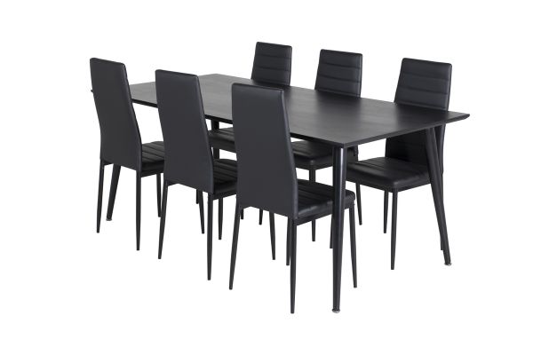 Imagine Please fully translate Dipp Dining Table - 180*90cm - Black Veneer / all black legs +Slim High Back Dining Chair - Black Legs - Black PU_6