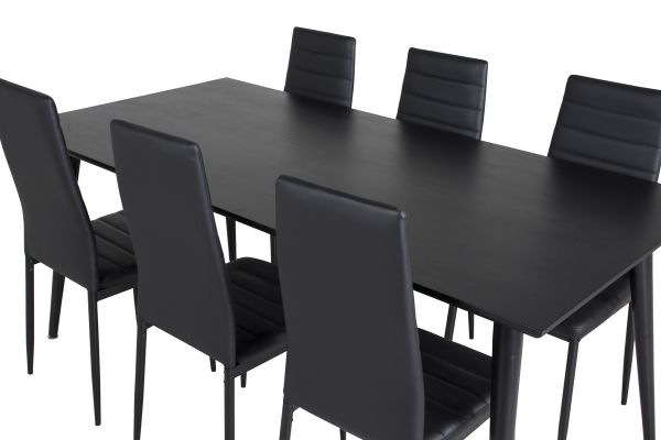 Imagine Please fully translate Dipp Dining Table - 180*90cm - Black Veneer / all black legs +Slim High Back Dining Chair - Black Legs - Black PU_6