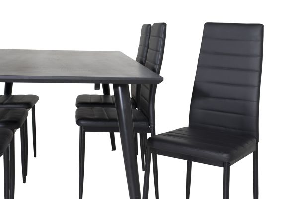 Imagine Please fully translate Dipp Dining Table - 180*90cm - Black Veneer / all black legs +Slim High Back Dining Chair - Black Legs - Black PU_6