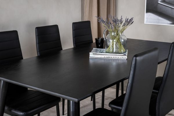 Imagine Please fully translate Dipp Dining Table - 180*90cm - Black Veneer / all black legs +Slim High Back Dining Chair - Black Legs - Black PU_6