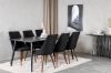 Imagine Masa de dining Dipp - 180*90cm - Furnir negru / picioare complet negre + Scaun de dining Leone - Picioare de nuc - Material negru_6