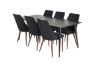 Imagine Masa de dining Dipp - 180*90cm - Furnir negru / picioare complet negre + Scaun de dining Leone - Picioare de nuc - Material negru_6